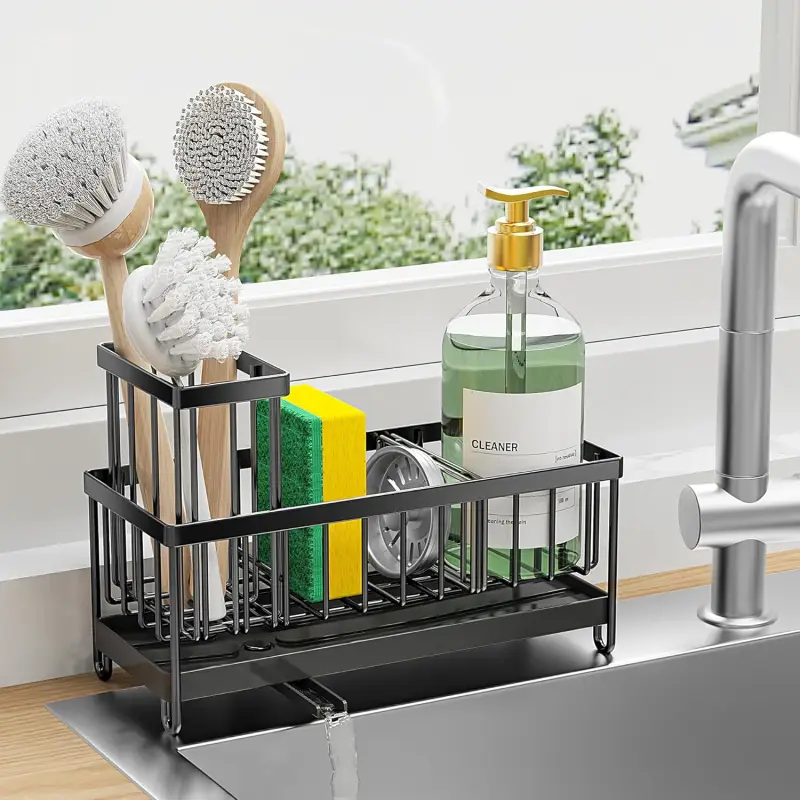 Cisily Black Sponge Holder for Kitchen Sink