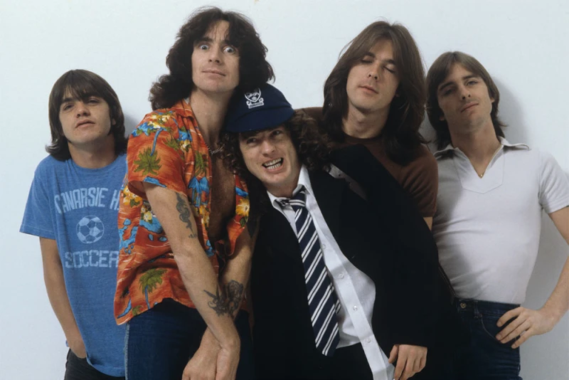 AC/DC, powerful 80s rock band with iconic guitar riffs